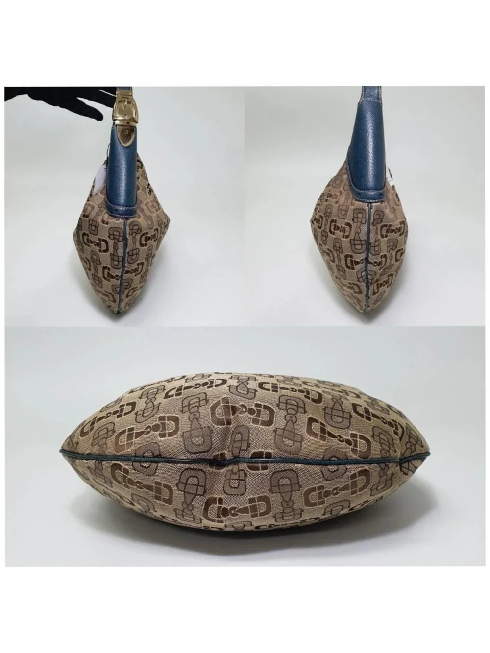 Authentic Gucci Horsebit Canvas Hobo Shoulder Bag
